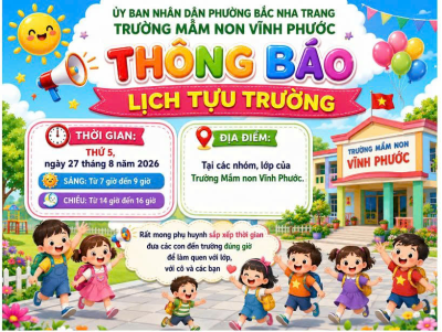 THÔNG BÁO TỰU TRƯỜNG NĂM HỌC 2026-2027